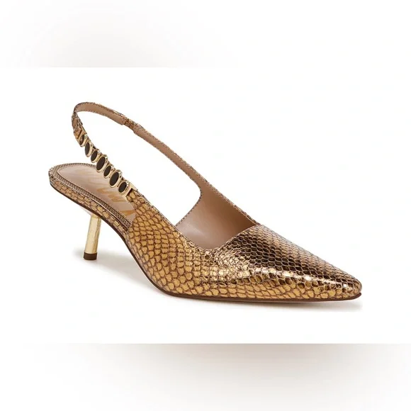 Sam Edelman Baker Slingback Heels Gold Size 9.5 - Picture 1 of 7